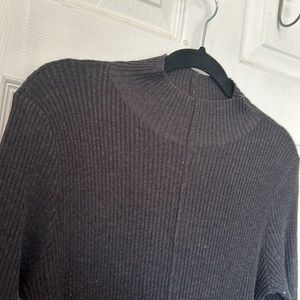 CALVIN KLEIN: long gray sweater dress with belt w/ tie